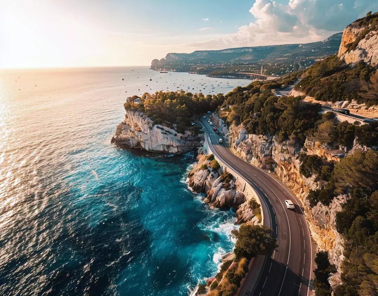 Corniche d’Or sur la Côte d’Azur avec vue panoramique sur la Méditerranée et le massif de l’Estérel