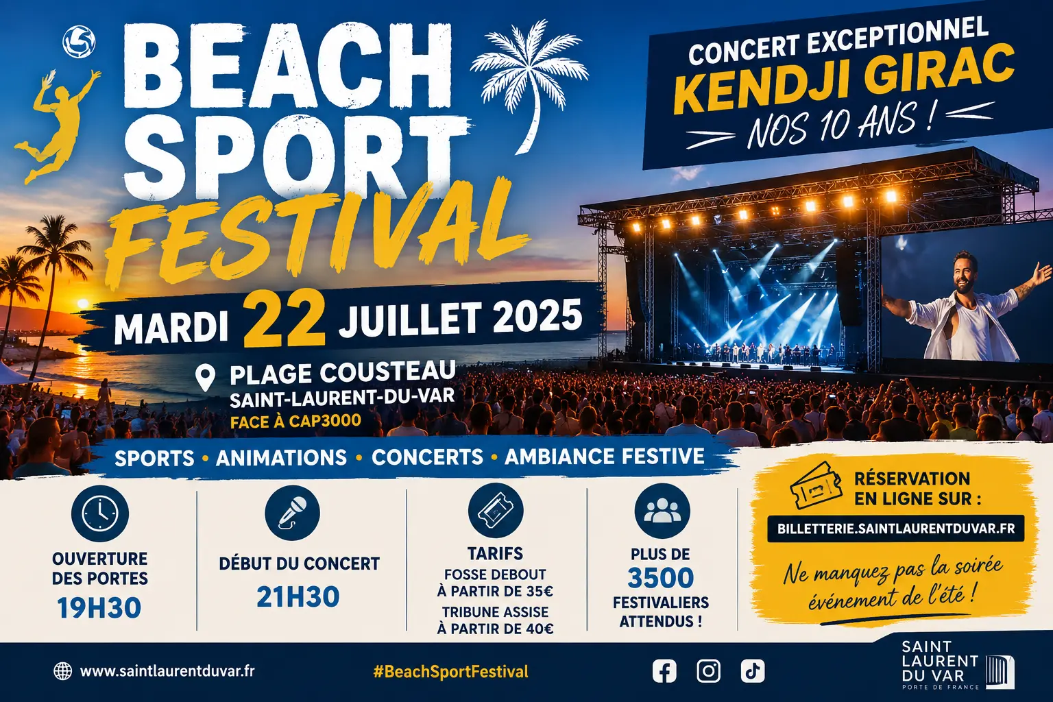 Concert Beach Sport Festival Saint-Laurent-du-Var Concert Beach Sport Festival à Saint-Laurent-du-Var sur la plage Cousteau