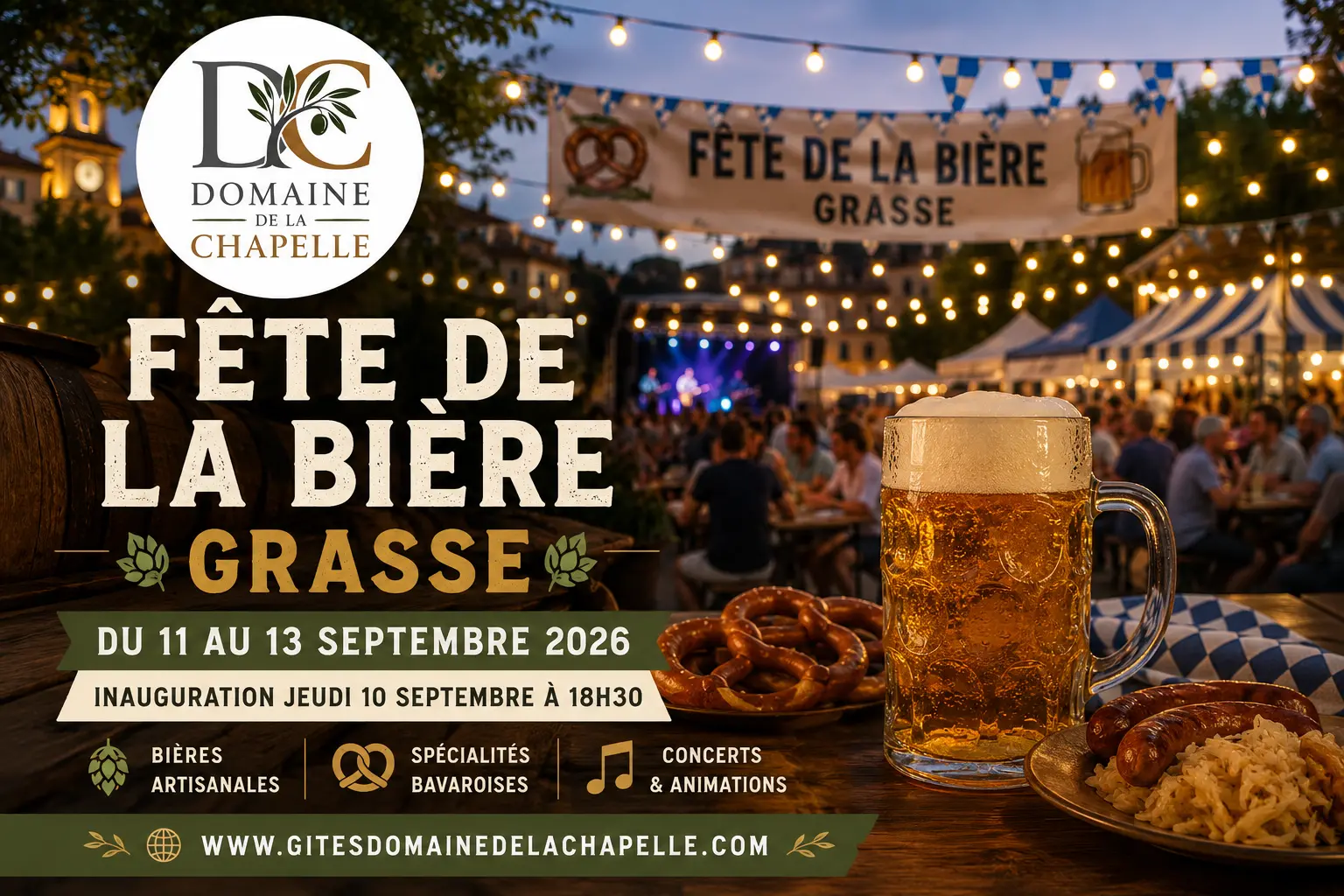 Fête de la bière Grasse 2026 Fête de la bière à Grasse 2026 avec bières artisanales, concerts et spécialités bavaroises