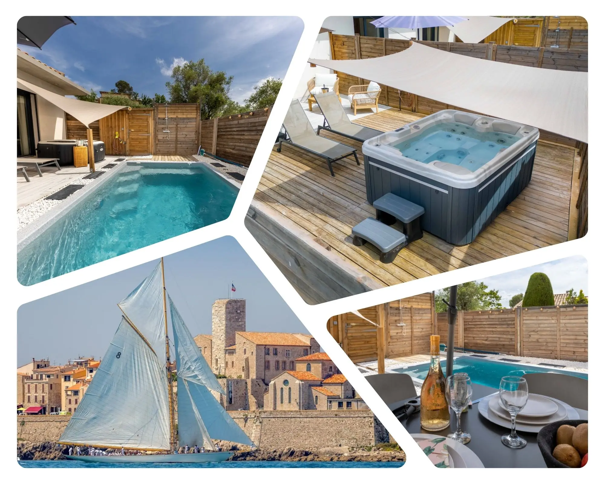 Gîte romantique piscine et jacuzzi Roquefort-les-Pins – terrasse spa privatif et Antibes Gîte romantique piscine jacuzzi Roquefort-les-Pins terrasse spa et Antibes voilier