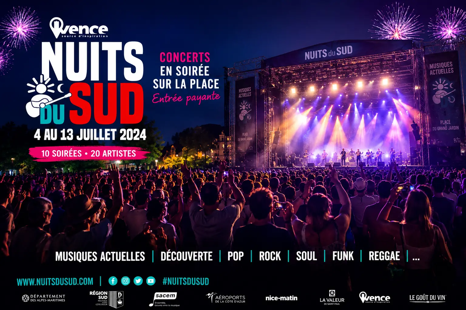 Les Nuits du Sud 2026 Vence Festival Les Nuits du Sud 2026 à Vence avec concert en plein air sur la Côte d’Azur