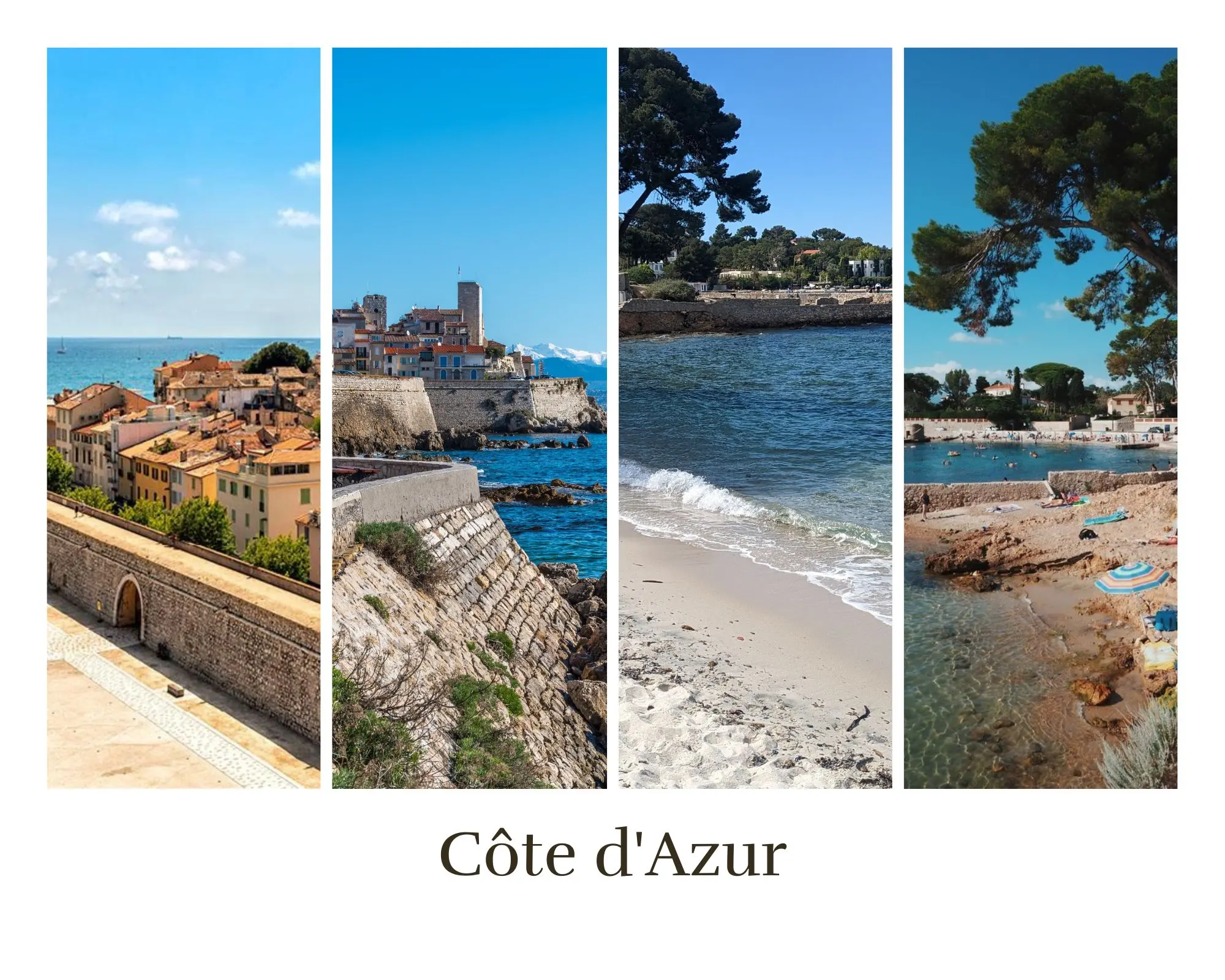 Programme Côte d’Azur 4 jours – Antibes remparts plages et criques French Riviera Plus beaux lieux Côte d'Azur Antibes remparts plage de sable et crique pins parasols